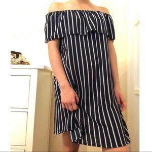 Sydney Rose - Off-the-shoulder striped dress
